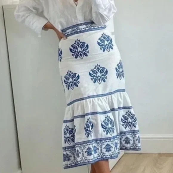 ☀️ New! ZARA Embroidered Midi Skirt - Picture 9 of 16